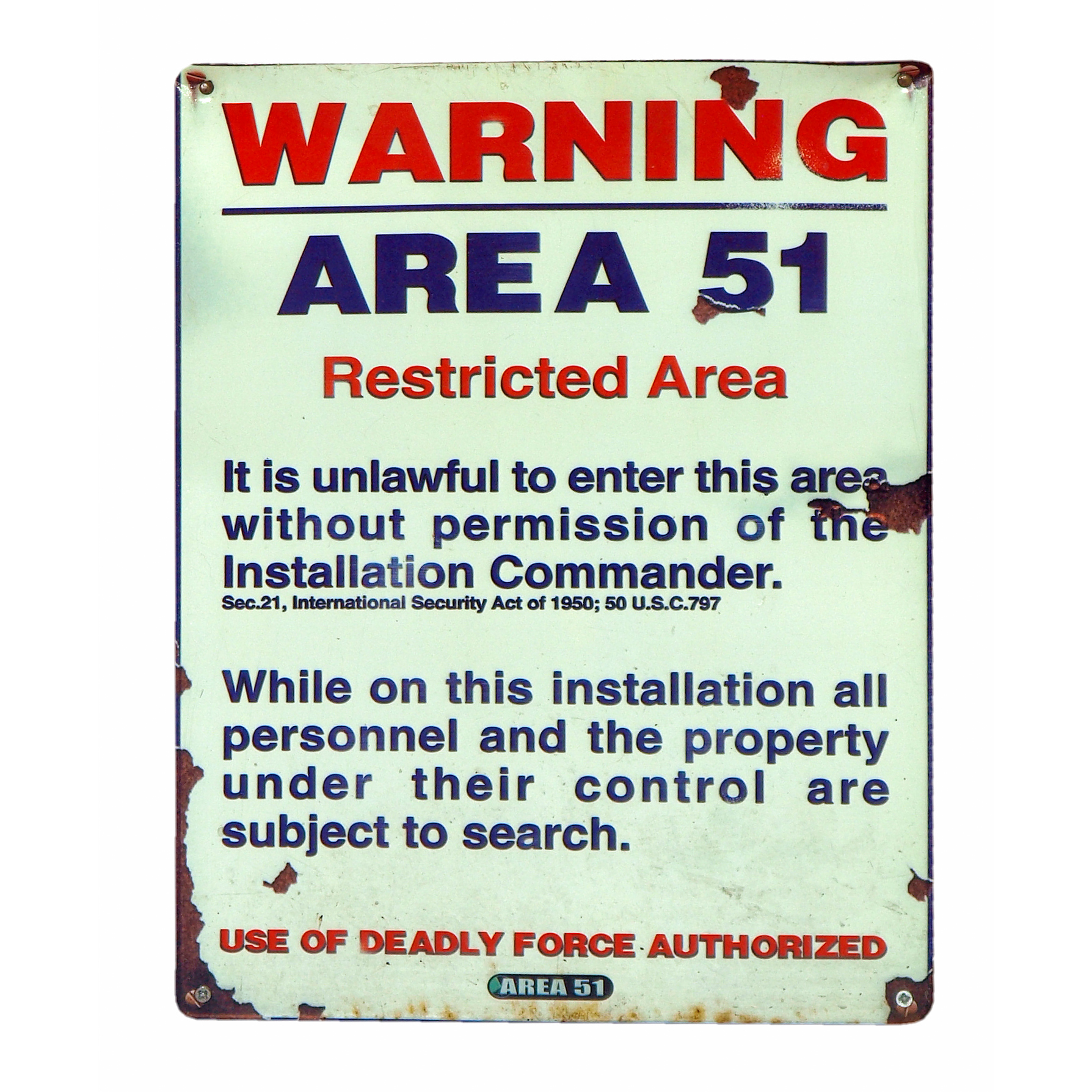 Et av mange inngang forbudt-skilt ved grensen til "Area 51".