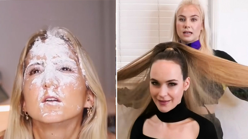 Tre eksperter i henholdsvis litt vel naturlig sminke, brus/Britney og frisørfaget (Instagram/noraangeltveit, Youtube/Linnéa Myhre)