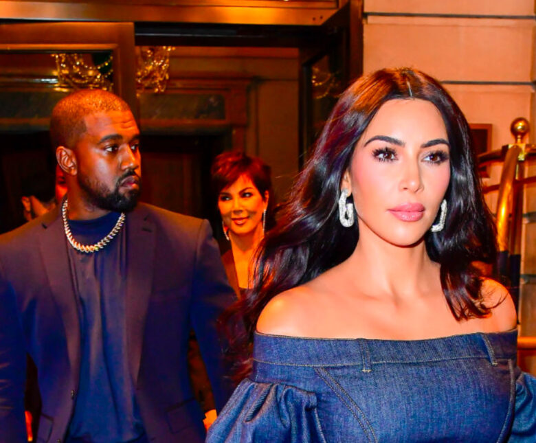 Kanye West, Kris Jenner og Kim Kardashian i New York i november 2019 (Raymond Hall/Getty)