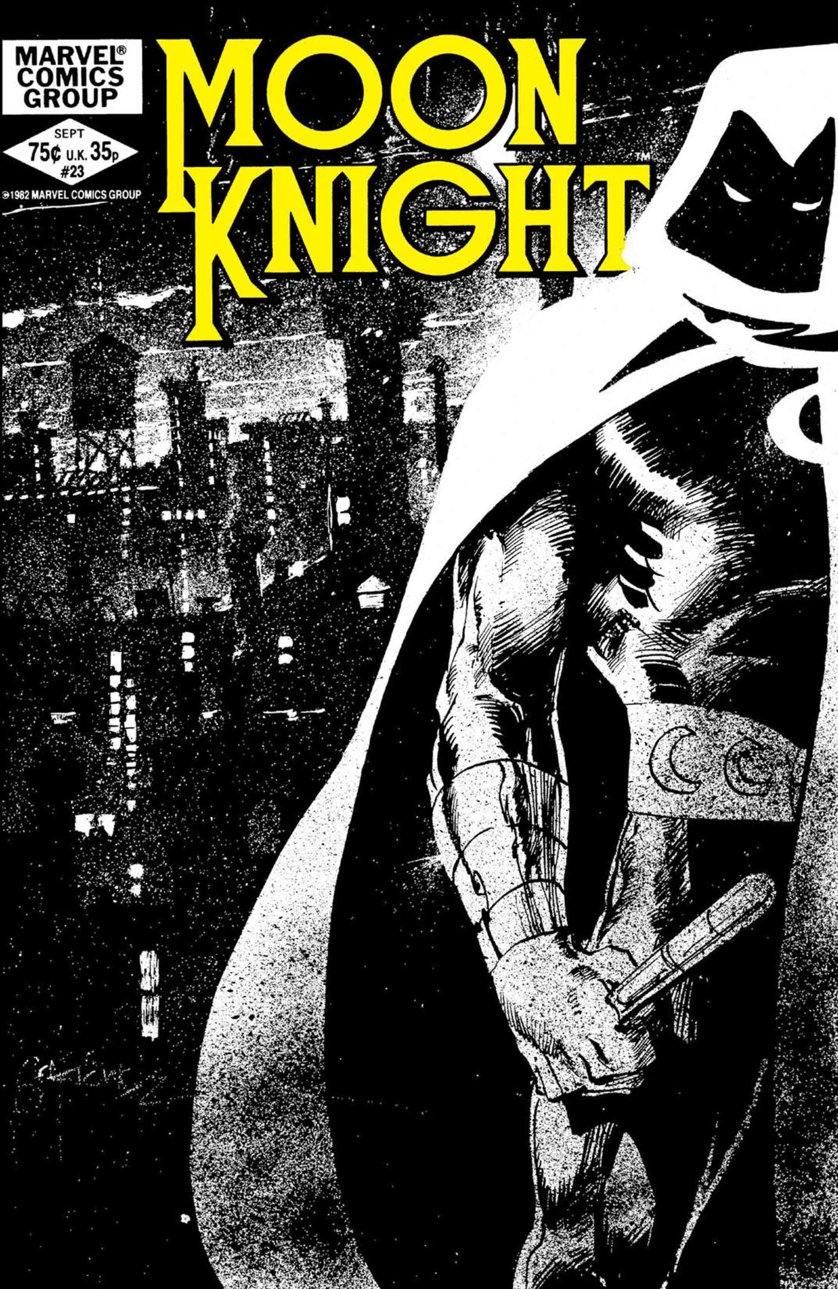 Moon Knight #23 fra 1982 med cover tegnet av Bill Sienkiewicz (Marvel)