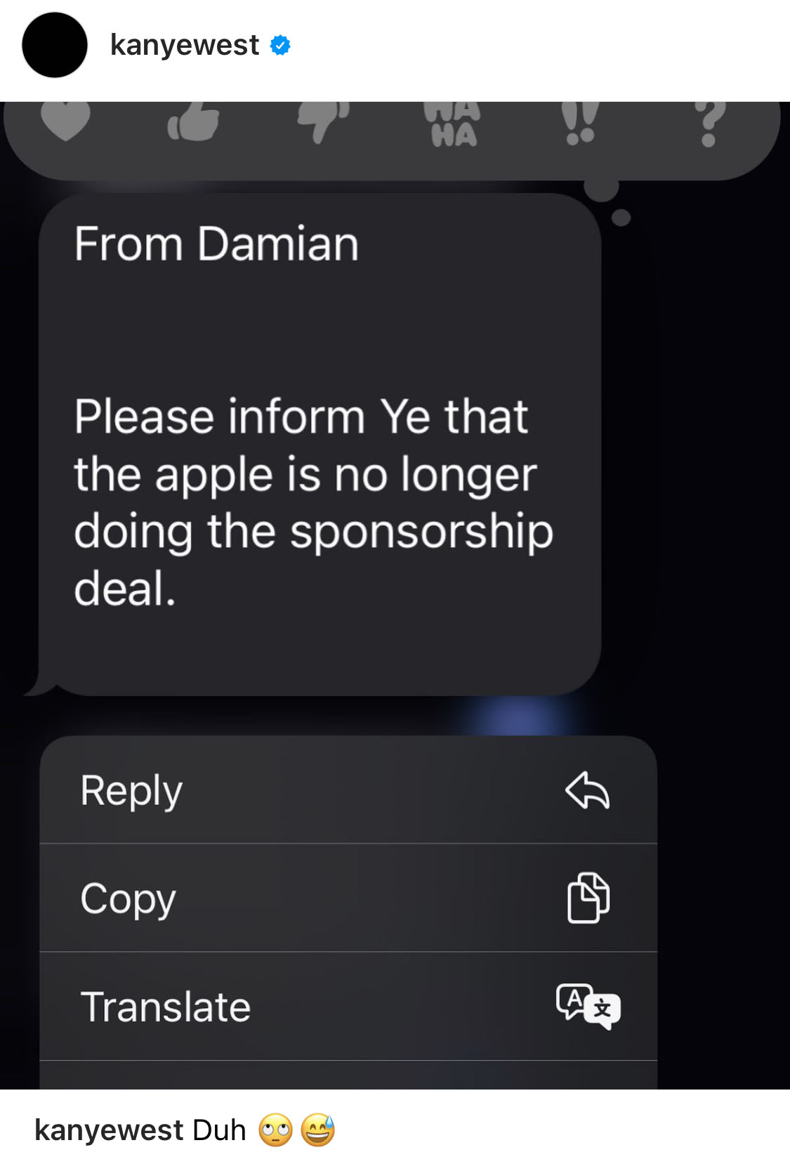 Apple Music informerer om at de trekker tilbake avtalen om push av Donda 2. Noe ikke Ye synes er så rart, ettersom de (angivelig) ikke får Donda 2.