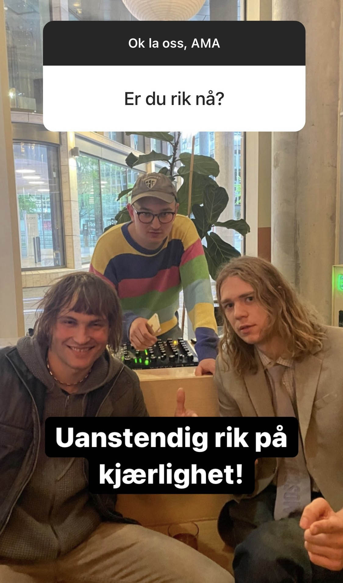 Kristoffer Cezinando Karlsen ig tyveri mobler Instagram Stories 730no
