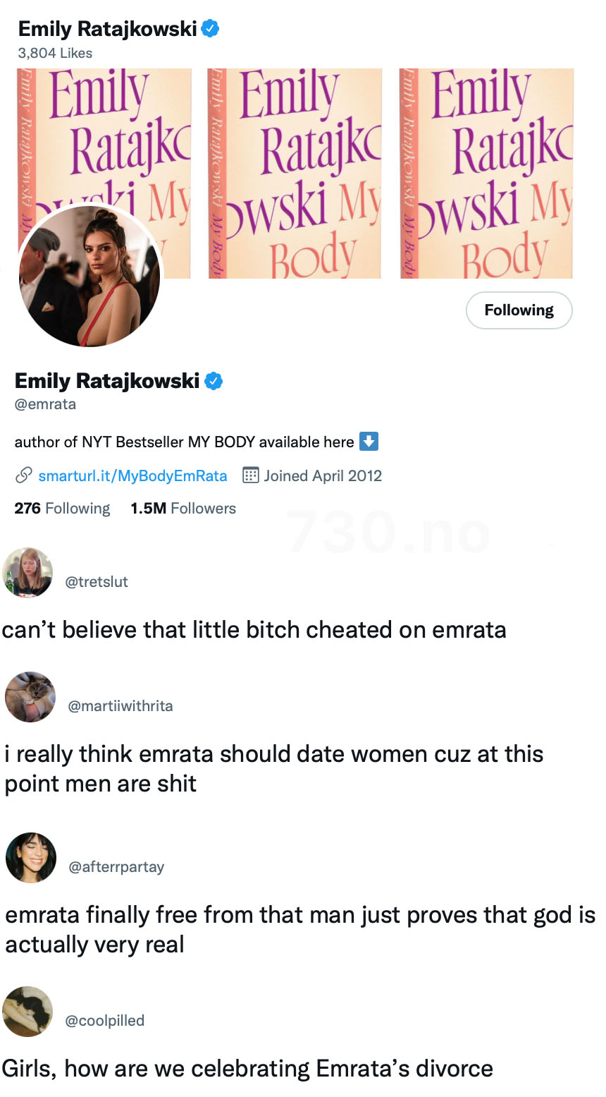 Emily Ratajkowski twitter likes tweets Sebastian Bear McClard