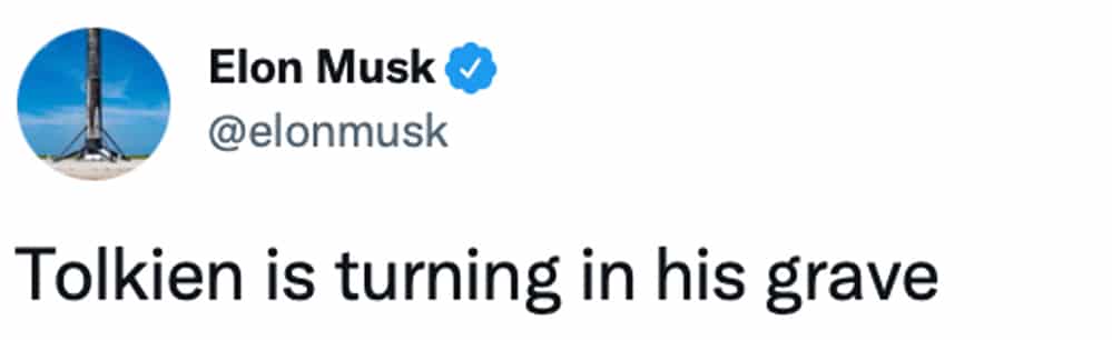 elon musk twitter tolkien is turning in his grave lord of the rings rings of power neil gaiman