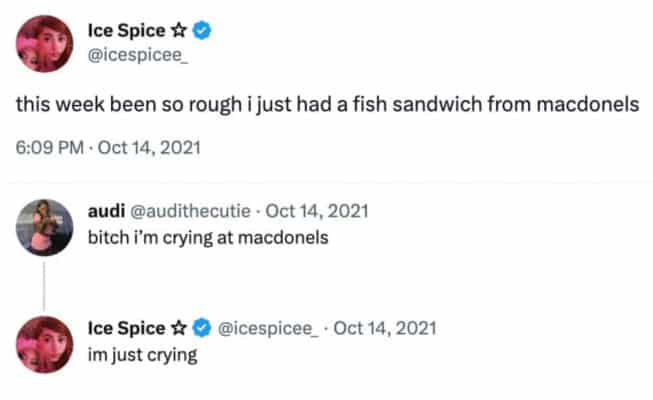 Ice Twitter Posts Ice Spice var artigpetra på socials før hun ble kjent - 730.no