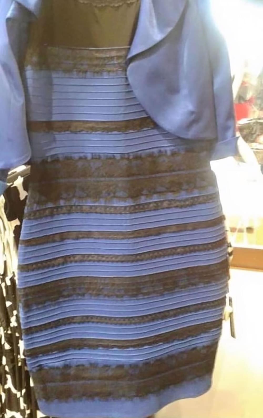 Black and blue white and gold dress