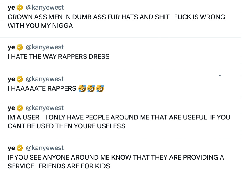 kanye west i hate rappers ye tweets