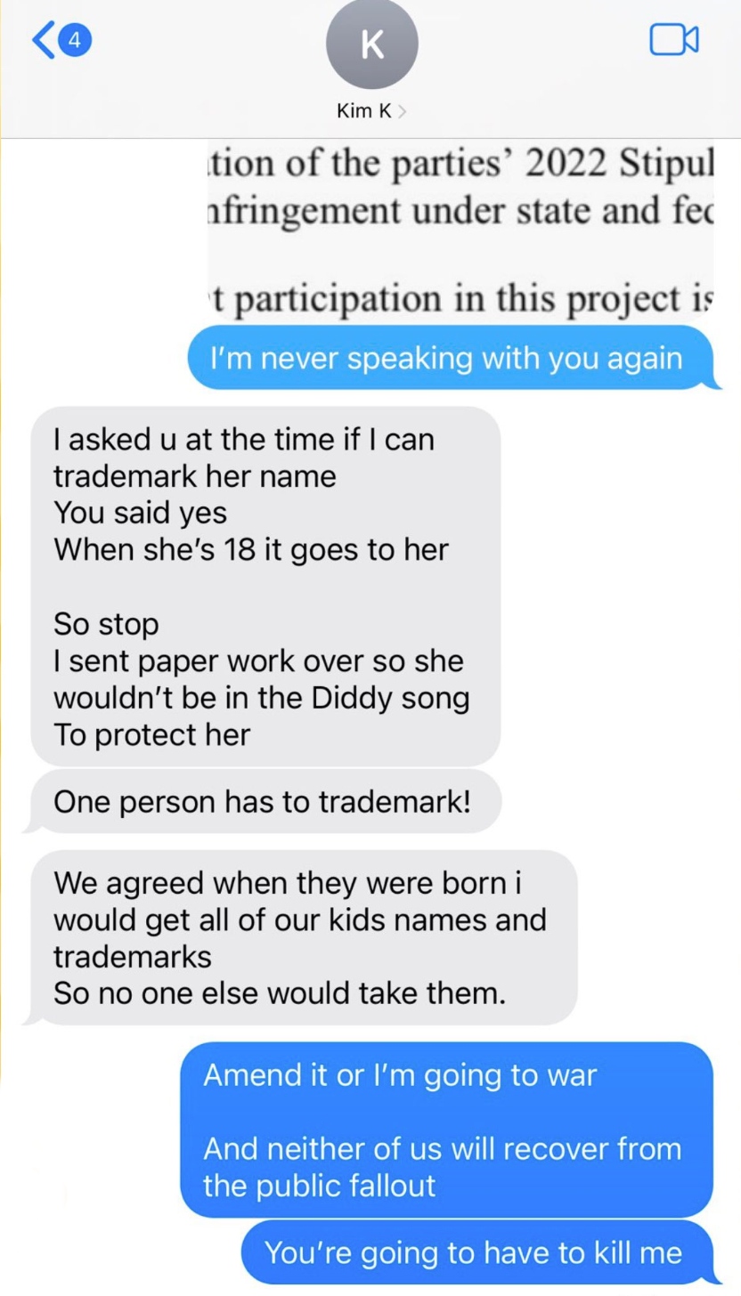 Kanye West Kim Kardashian meldinger texts