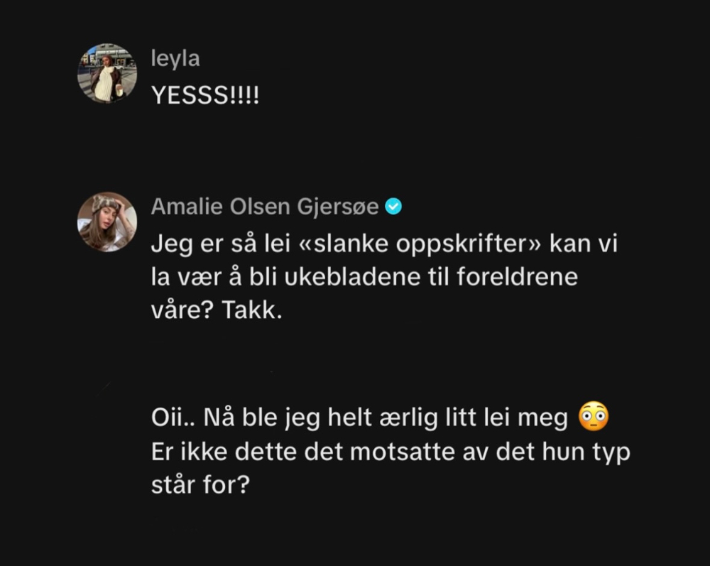 martine halvorsen tiktok vektnedgang bikinikropp kommentarfelt