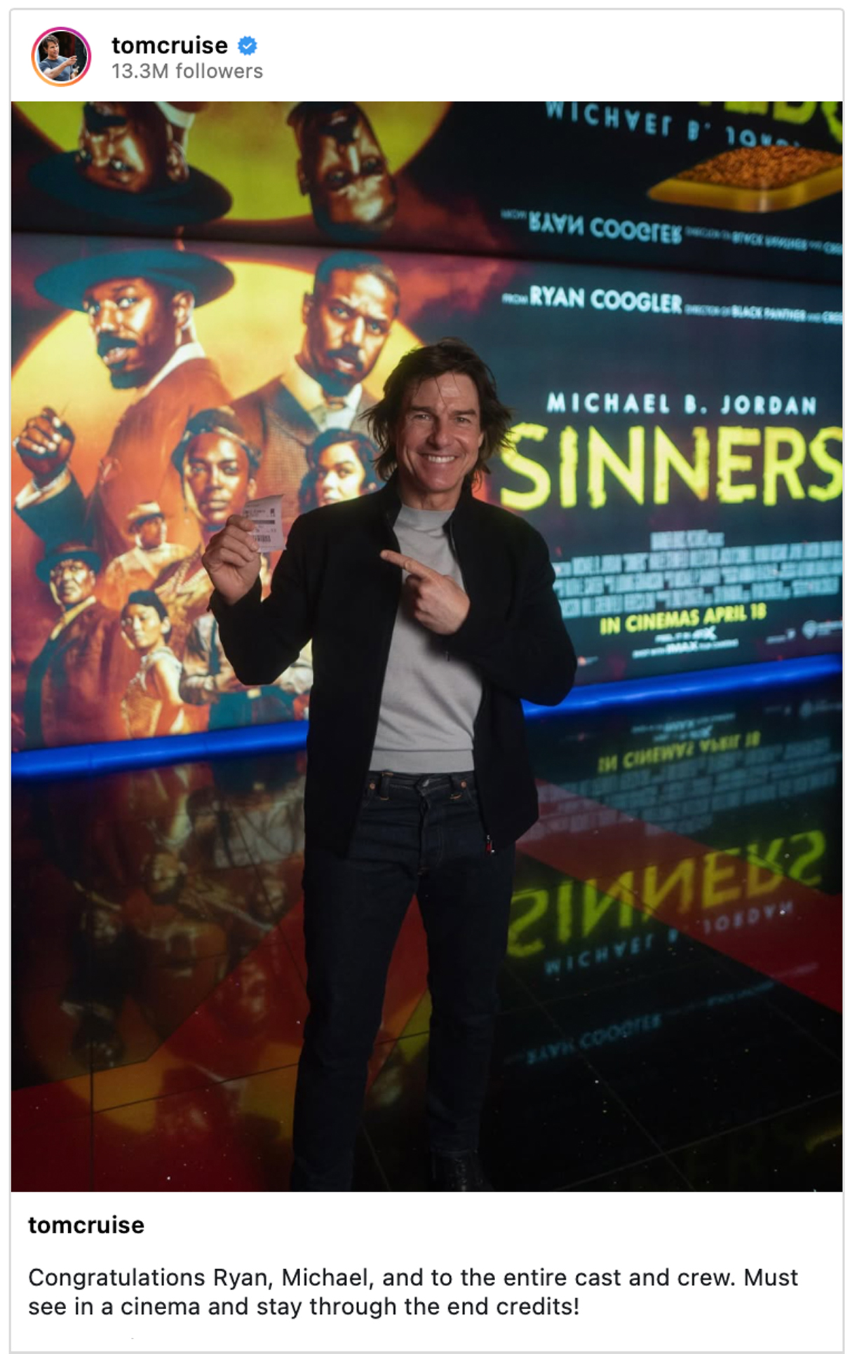 tom cruise sinners michael b jordan nah this crazy instagram stories
