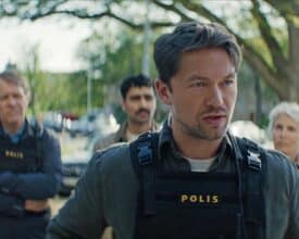 Netflix-serien Blodsoffer alias Blood Sacrifice med Jakob Oftebro som Thomas Berg, Henrik Norlen som Max Abrahamsson, Alexander Abdallah som John-Jo Persson og Irina Björklund som Rebecka Björklund in (Jörgen Johansson/Netflix)